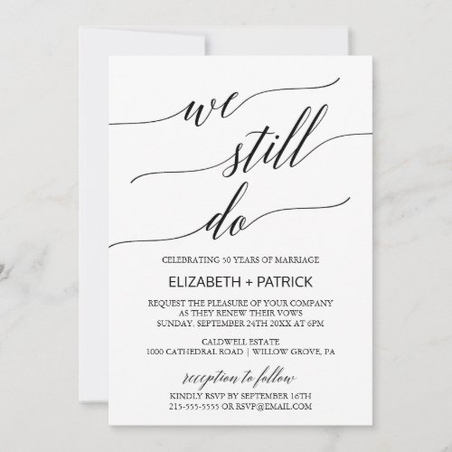 Elegant Black Calligraphy Vow Renewal Invitation