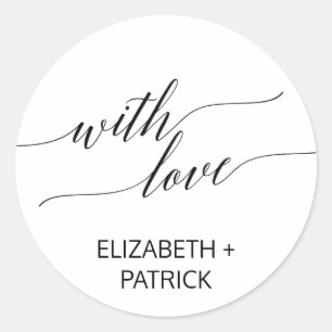 Elegant Black Calligraphy Wedding Favor Classic Round Sticker