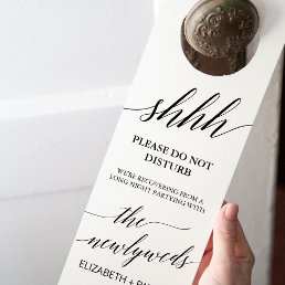 Elegant Black Calligraphy Wedding Guest Door Hanger