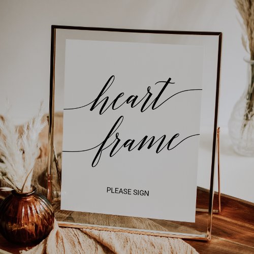 Elegant Black Calligraphy Wedding Heart Frame Poster