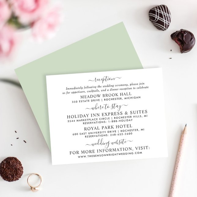 Elegant Black Calligraphy Wedding Information Enclosure Card (Creator Uploaded)