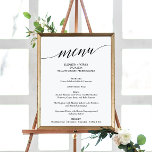 Elegant Black Calligraphy Wedding Menu Sign<br><div class="desc">This simple black calligraphy wedding menu sign is perfect for a simple wedding. The neutral design features a minimalist poster decorated with romantic and whimsical typography. Personalize the sign with your menu options,  names,  wedding date and location.</div>