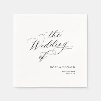 Elegant black calligraphy wedding napkins