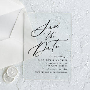 Elegant Black Calligraphy Wedding Save the Date