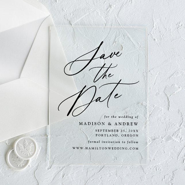 Elegant Black Calligraphy Wedding Save the Date (Creator Uploaded)