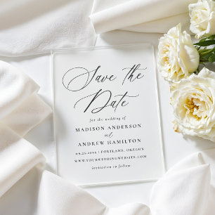 Elegant Black Calligraphy Wedding Save the Dates