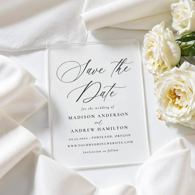 Elegant Black Calligraphy Wedding Save the Dates (Creator Uploaded)