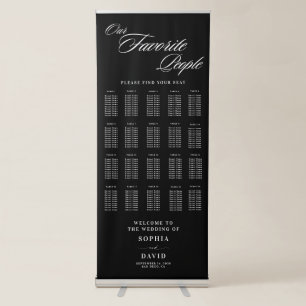Elegant Black Calligraphy Wedding Seating Chart Retractable Banner