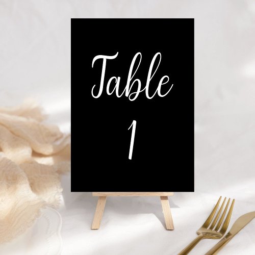 Elegant black calligraphy wedding table number 