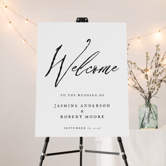 Elegant Black Calligraphy Wedding Welcome 2 in 1 Foam Board (In Situ (Stand))