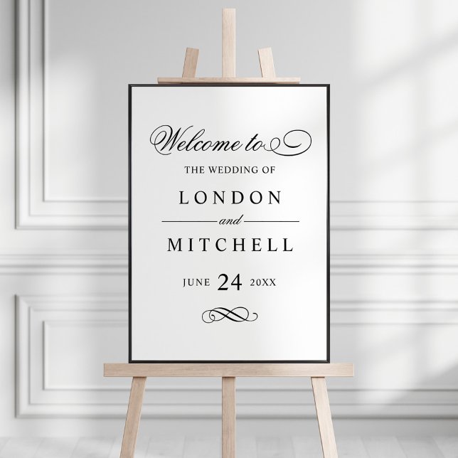 Elegant Black Calligraphy Wedding Welcome Poster (Creator Uploaded)