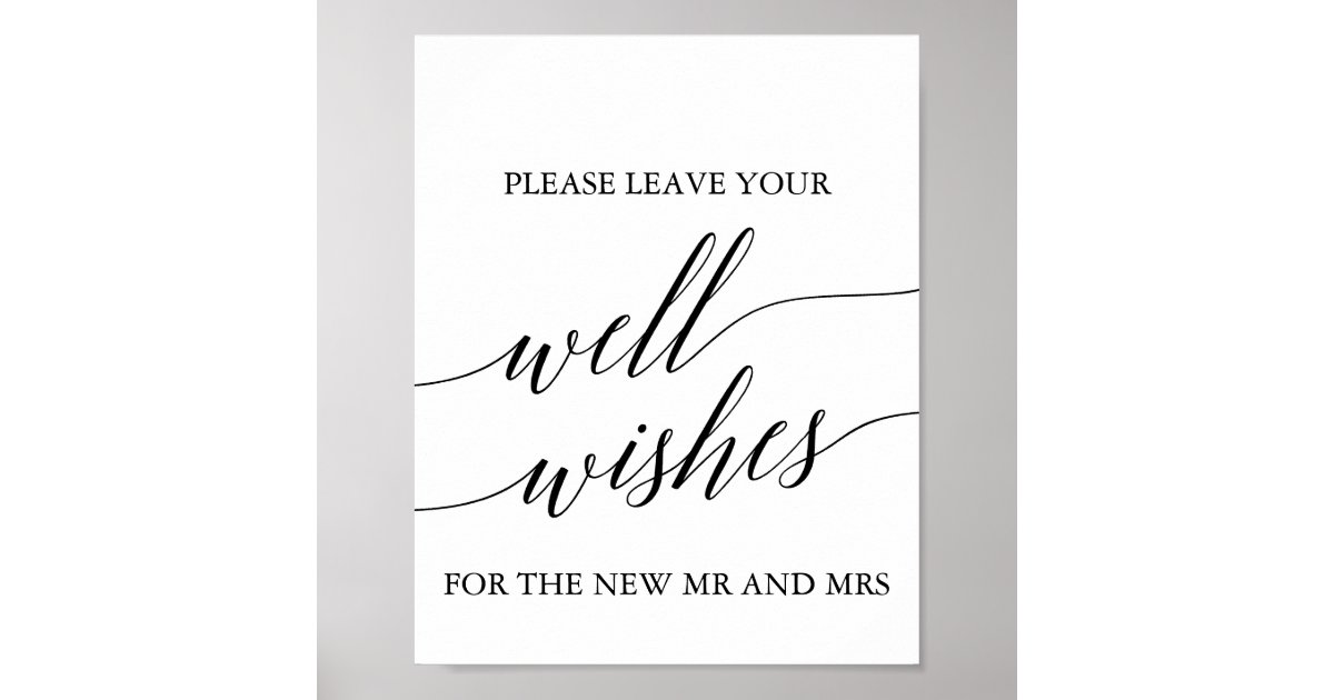 Elegant Black Calligraphy Well Wishes Sign | Zazzle