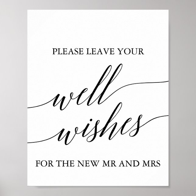 Elegant Black Calligraphy Well Wishes Sign (Front)