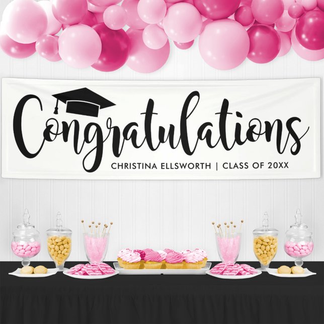Elegant Black Cap Congratulations Graduate Banner (Creator Uploaded)