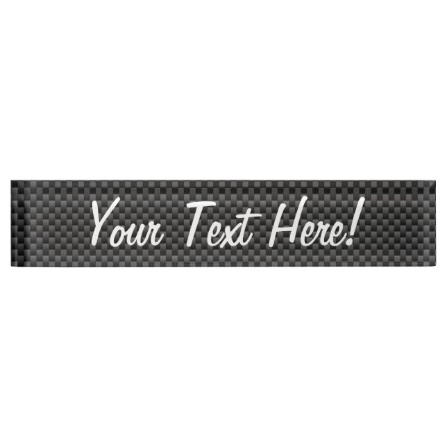 Elegant Black Carbon Fiber Style Print Background Nameplate (Front)
