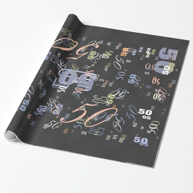 Elegant Black Carbon Fiber Style Print Background Wrapping Paper (Unrolled)