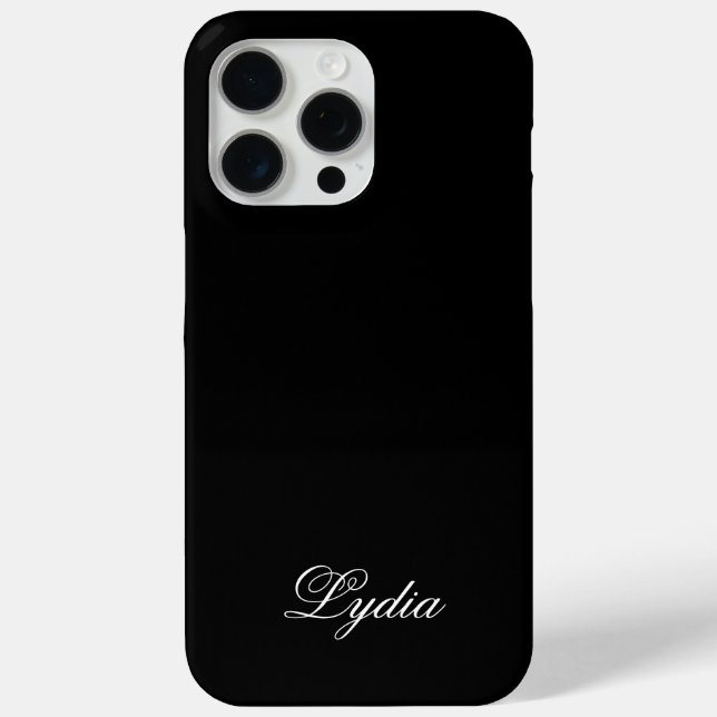 Elegant Black Case and White Monogram Name (Back)