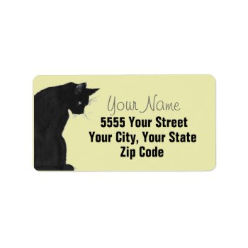 Elegant Black Cat Address Labels by Siberianmom at Zazzle