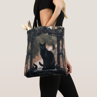 "Elegant Black Cat Bag: Harmony Tote Bag