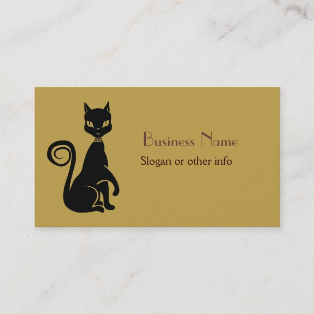 Elegant Black Cat Business Card (Front)