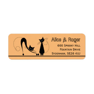 Elegant Black Cat, Halloween Label