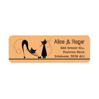 Elegant Black Cat, Halloween Label