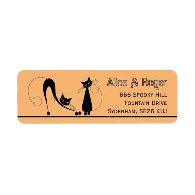 Elegant Black Cat, Halloween Label (Front)