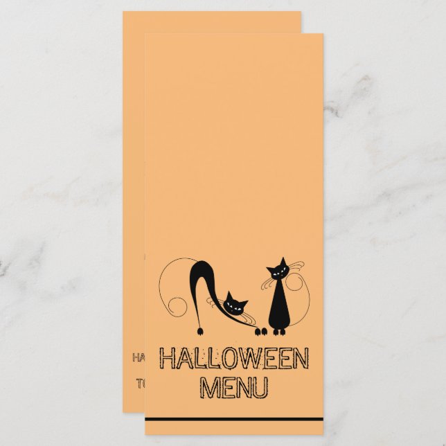Elegant Black Cat, Halloween Menu (Front/Back)