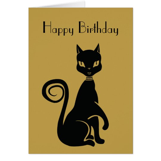 Elegant Black Cat Happy Birthday Card | Zazzle.com
