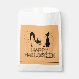 Elegant Black Cat, Happy Halloween Favor Bag