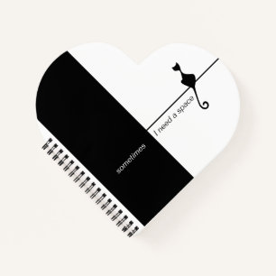 Elegant Black Cat Illustration Art Notebook