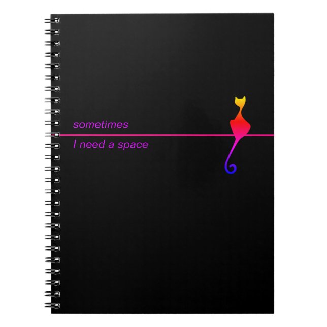 Elegant Black Cat Illustration Art  Notebook (Front)