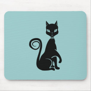 Elegant Black Cat Mouse Pad