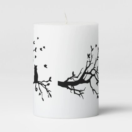 Elegant black cat pillar candle