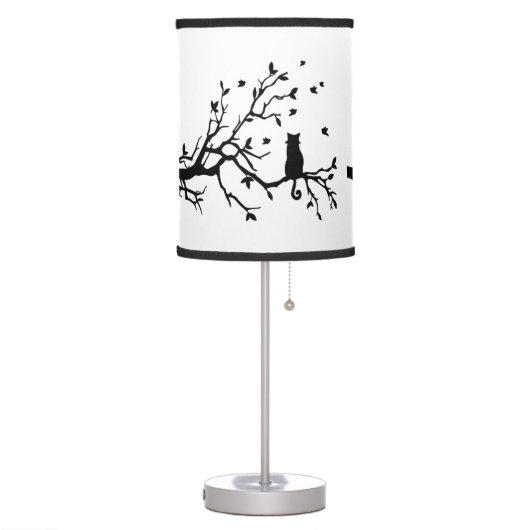 Elegant black cat table lamp (Left)