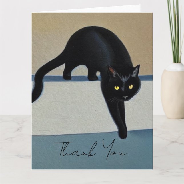 Elegant Black Cat Thank You Card (Front)