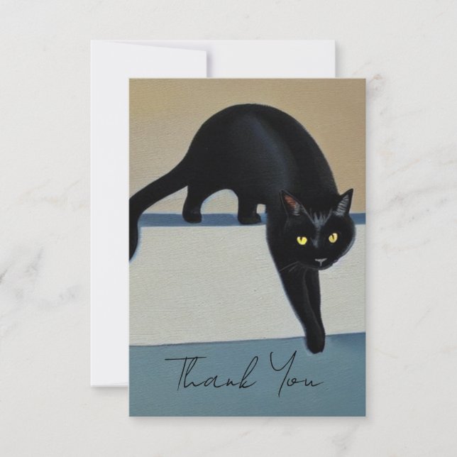 Elegant Black Cat Thank You Card (Front)