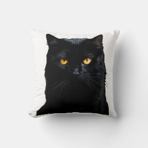 Elegant Black Cat Throw Pillow
