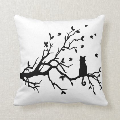 Elegant black cat throw pillow