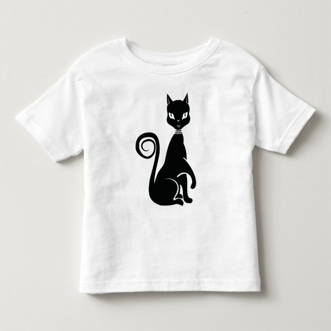 Elegant Black Cat Toddler T-shirt (Front)