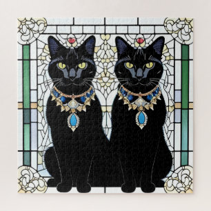 Elegant Black Cats with Jewelry Jigsaw Puzzle