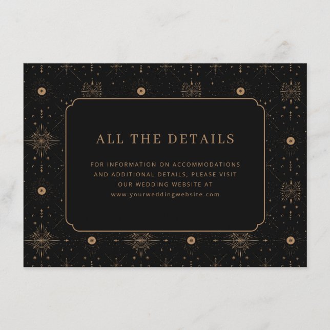Elegant Black Celestial Motions Enclosure Card (Front)