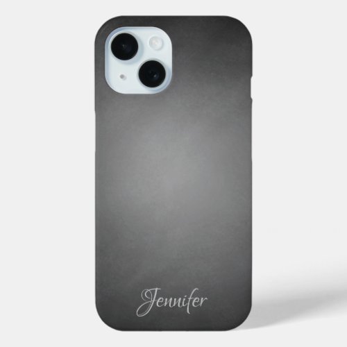 Elegant Black Chalkboard Vignette with Name iPhone 15 Case