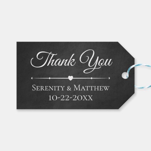 Elegant Black Chalkboard Wedding Thank you Gift Tags