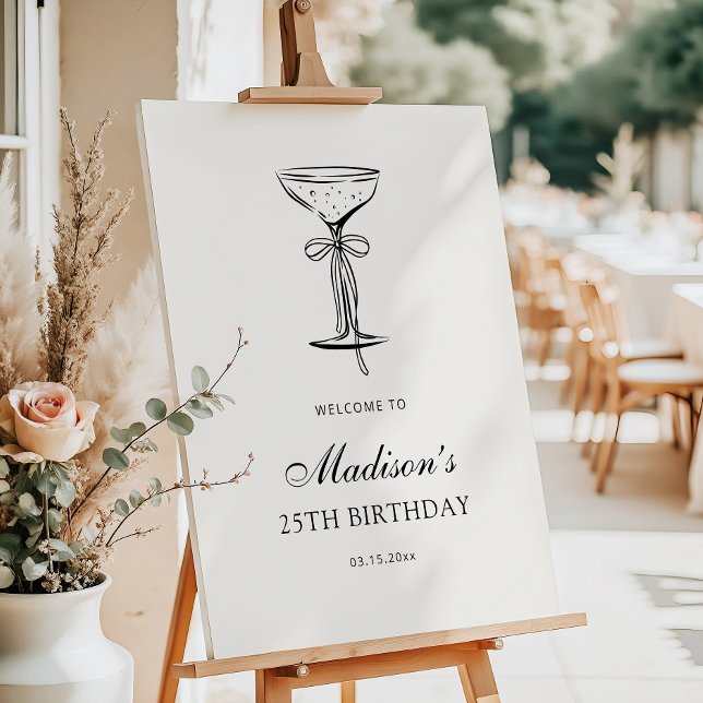 Elegant Black Champagne Birthday Welcome Foam Board (Creator Uploaded)