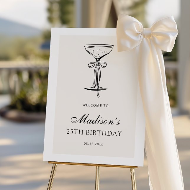 Elegant Black Champagne Birthday Welcome Foam Board (Creator Uploaded)