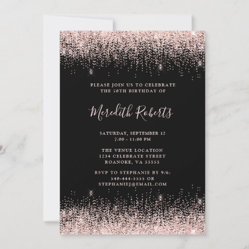 Elegant Black Champagne Toast 50th Birthday Party Invitation | Zazzle