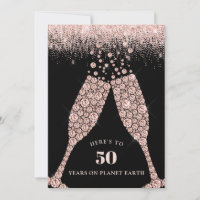 Elegant Black Champagne Toast 50th Birthday Party