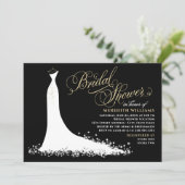 Elegant Black Champagne Wedding Gown Bridal Shower Invitation (Standing Front)