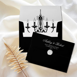 Elegant black chandelier Old Money wedding Envelope